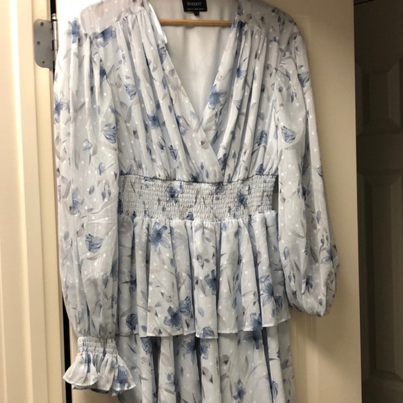 Bardot Malina Blue Lily Floral Dress - size M - Picture 2 of 4